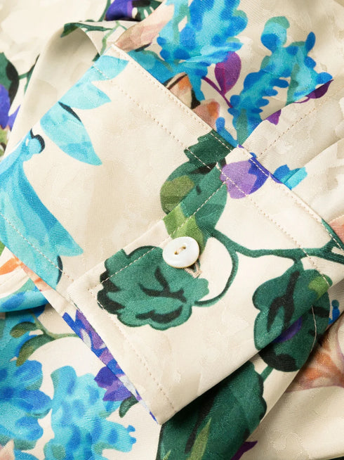 vestido camisero asimétrico con estampado floral